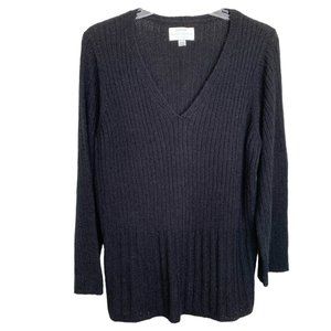Avenue Sweater Collection Womens Black Ribbed V-Neck Sweater Size 22/24 Capsule